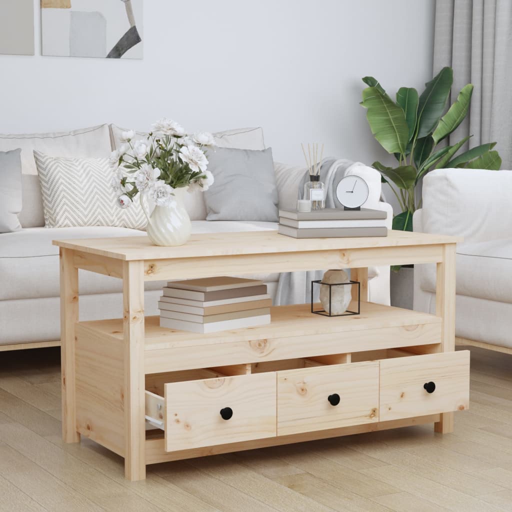 Coffee Table 02X49X55 Cm Solid Wood Pine