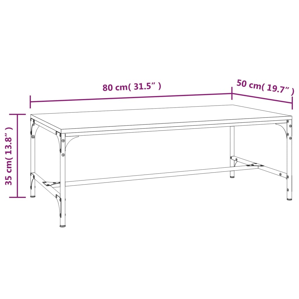 Coffee Table Grey Sonoma 80x50x35 cm Engineered Wood