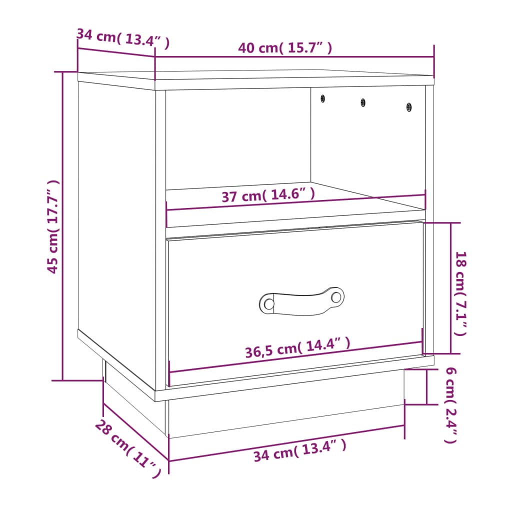 Bedside Cabinets 2 pcs 40x34x45 cm Solid Wood Pine