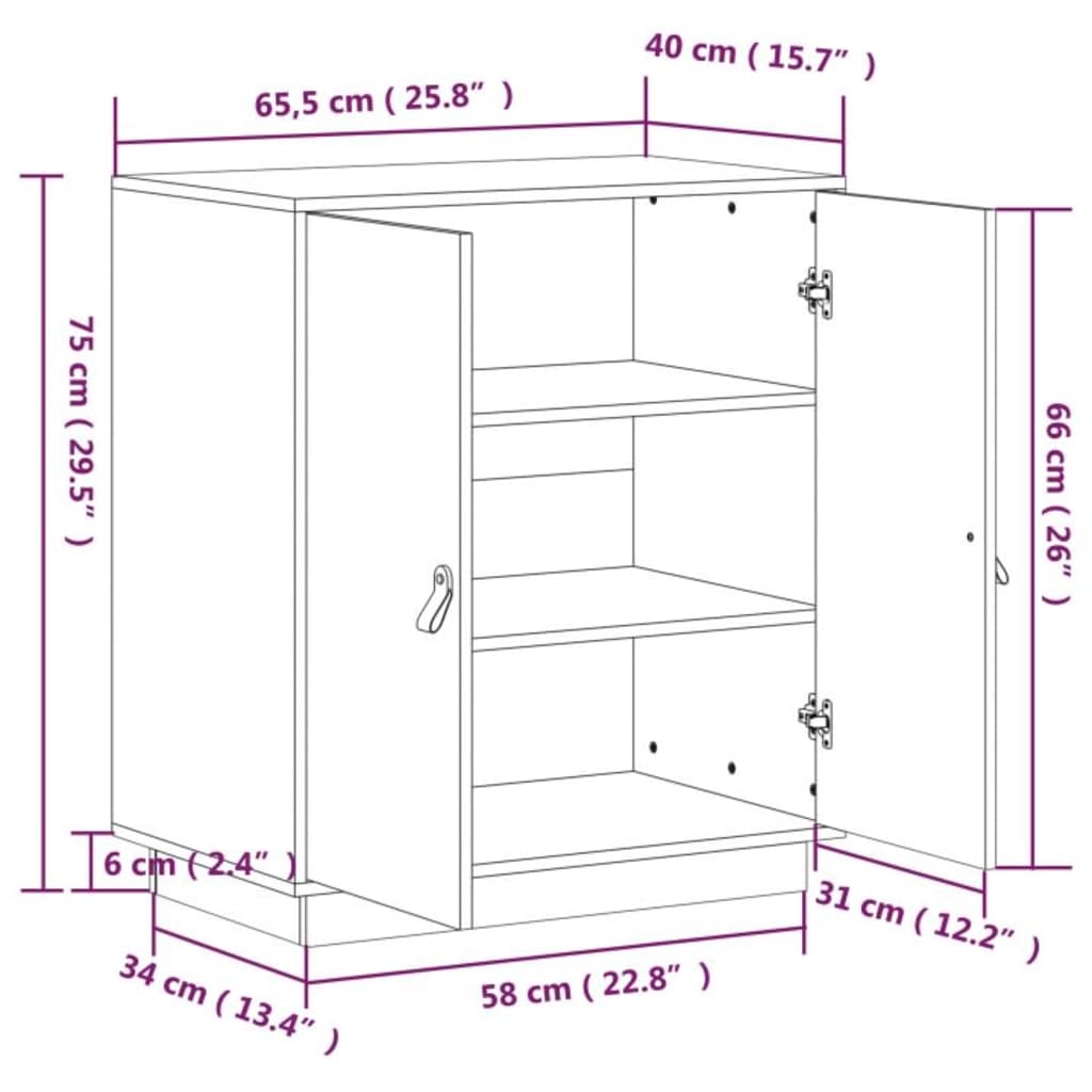 Sideboard 65.5X40X75 Cm Solid Wood Pine