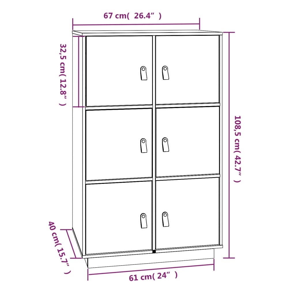 Highboard 67X40X08.5 Cm Solid Wood Pine