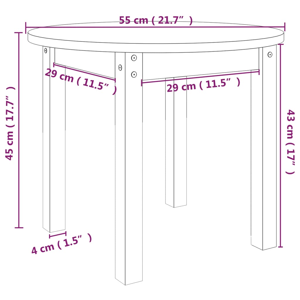 Coffee Table Ø 55x45 cm Solid Wood Pine