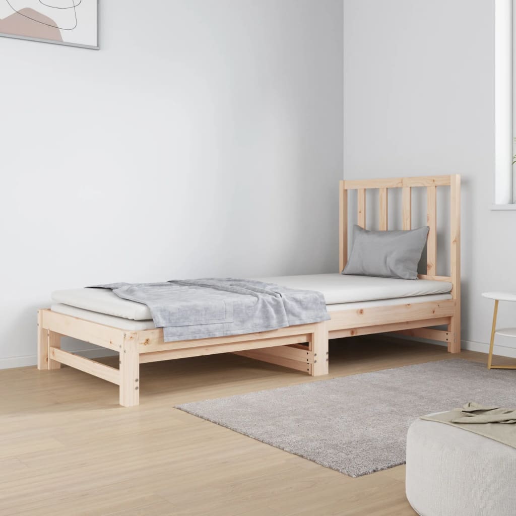 Pull-Out Day Bed 2X(92X187) Cm Single Size Solid Wood Pine