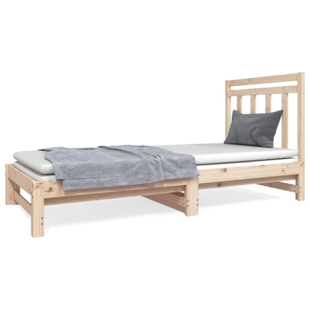 Pull-Out Day Bed 2X(92X187) Cm Single Size Solid Wood Pine