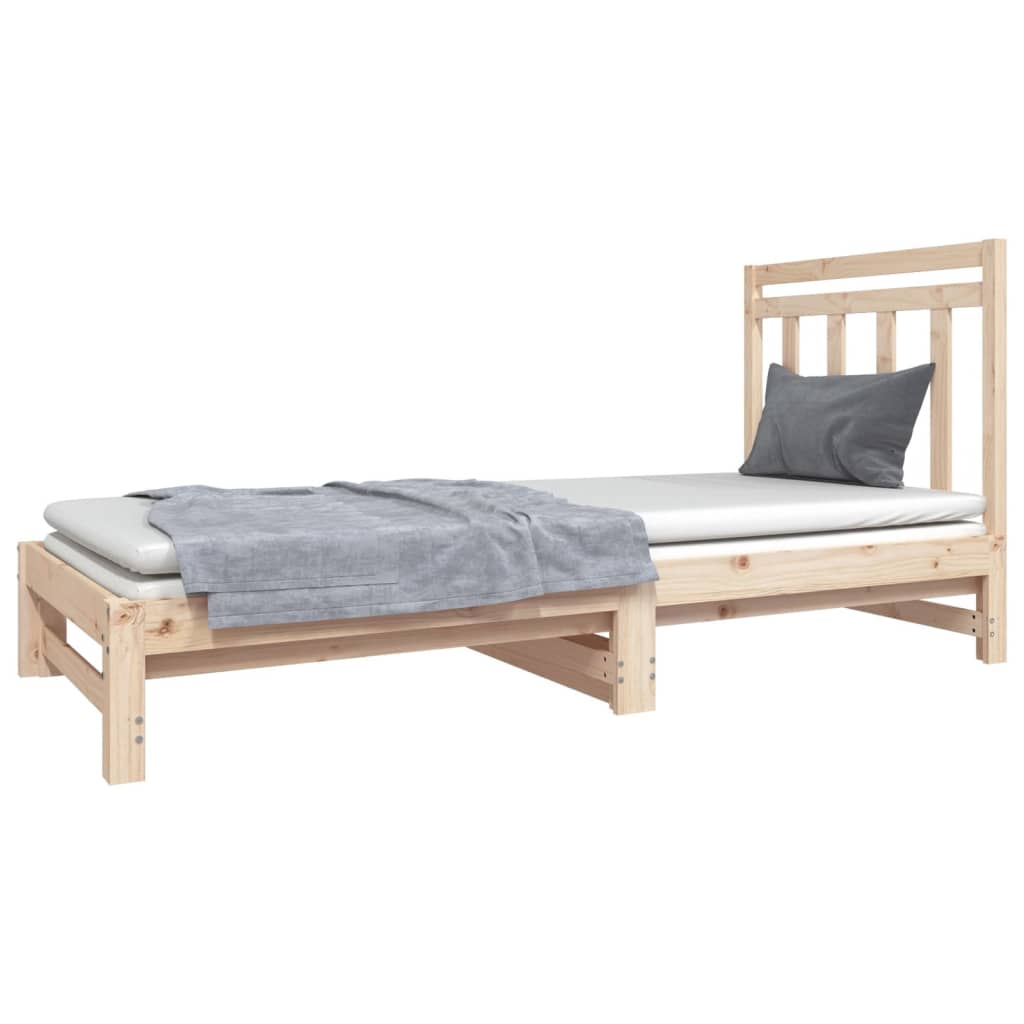 Pull-Out Day Bed 2X(92X187) Cm Single Size Solid Wood Pine