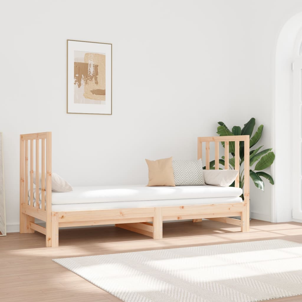 Pull-Out Day Bed 2X(92X187) Cm Single Size Solid Wood Pine