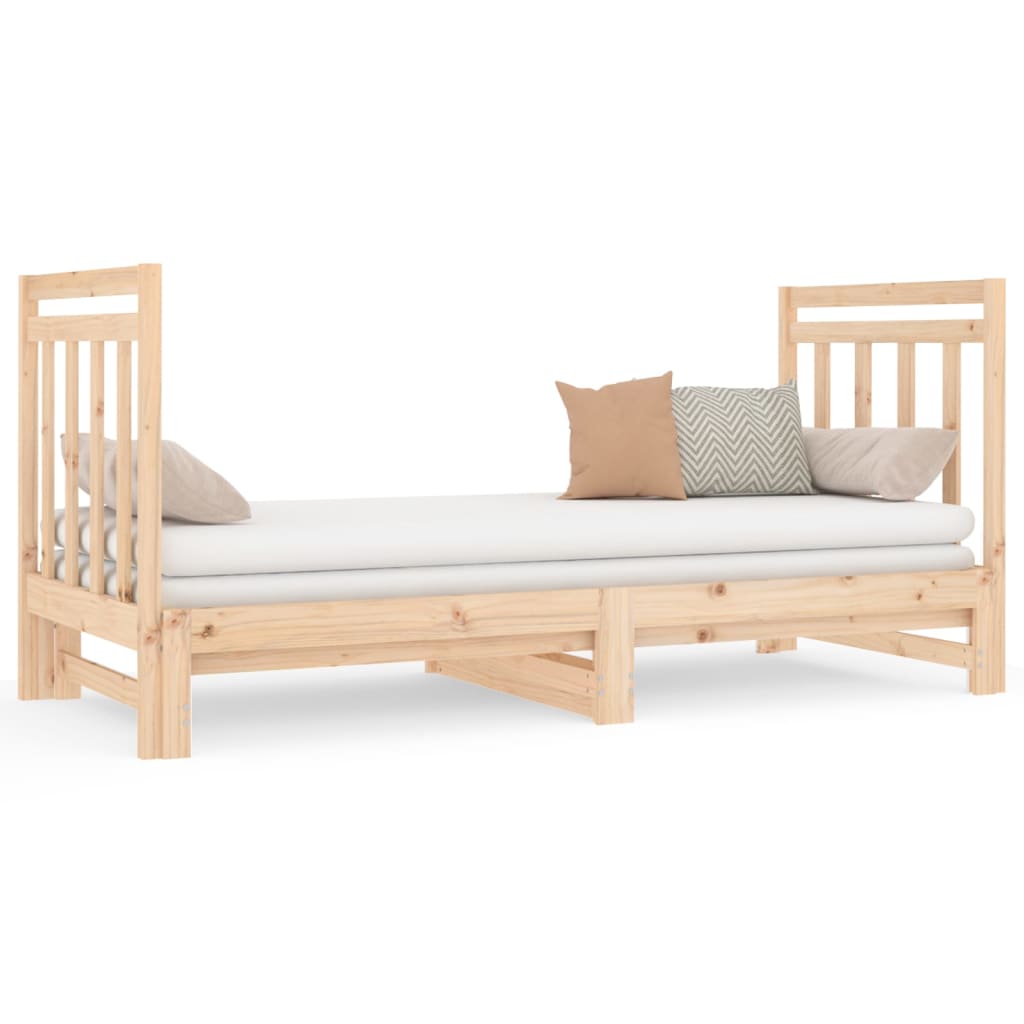 Pull-Out Day Bed 2X(92X187) Cm Single Size Solid Wood Pine