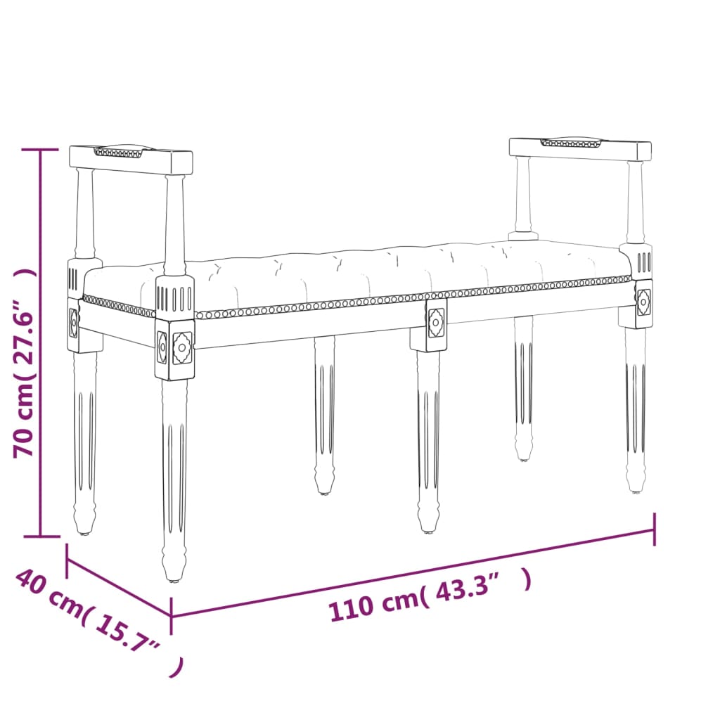 Bench Dark 110X40X70 Cm Fabric