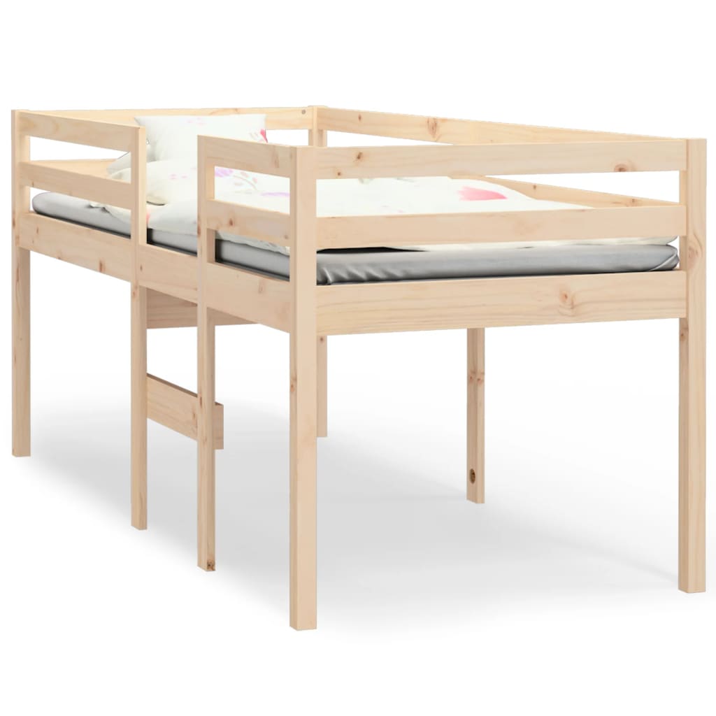 High Sleeper Bed 92X187 Cm Single Size Solid Wood Pine