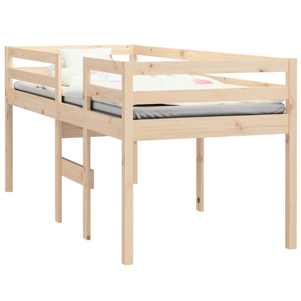 High Sleeper Bed 92X187 Cm Single Size Solid Wood Pine