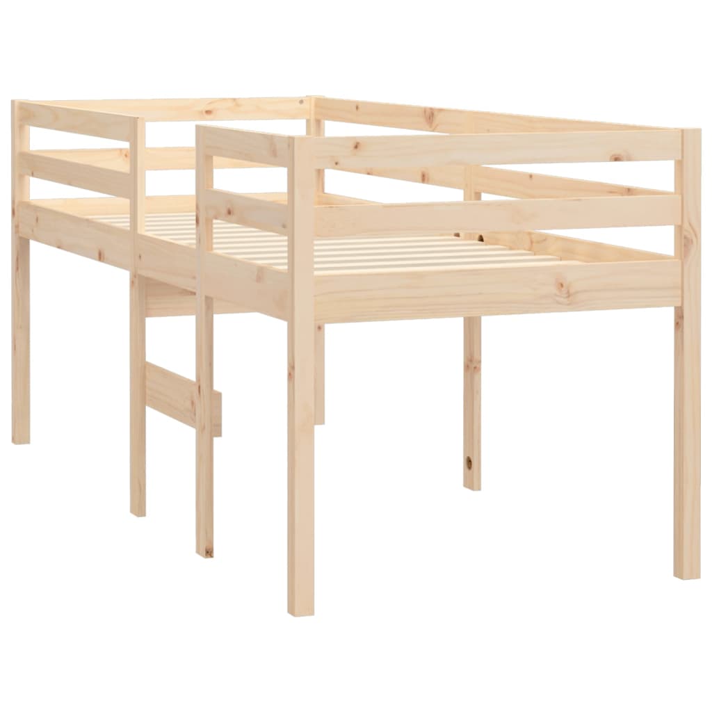 High Sleeper Bed 92X187 Cm Single Size Solid Wood Pine