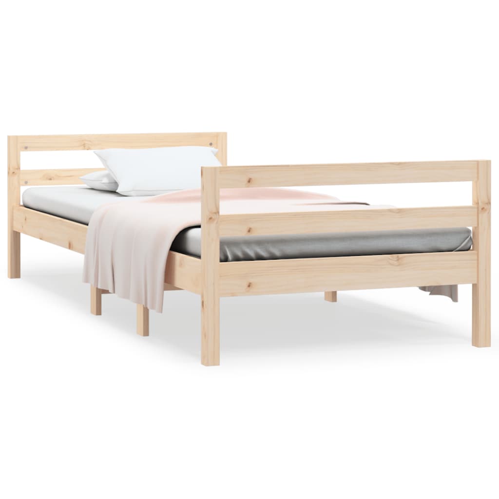 Bed Frame 92X187 Cm Single Size Solid Wood Pine