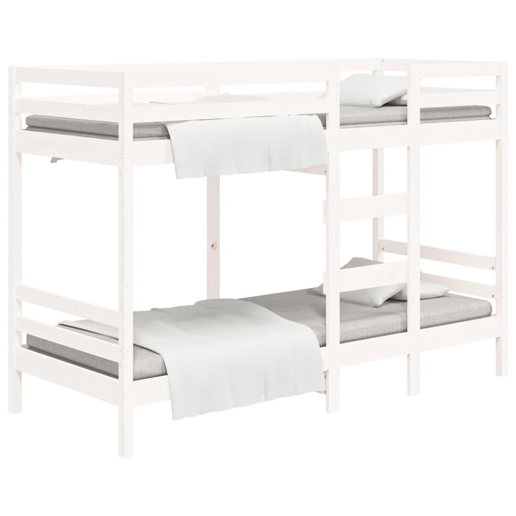 Bunk Bed White 92x187 cm Single Size Solid Wood Pine