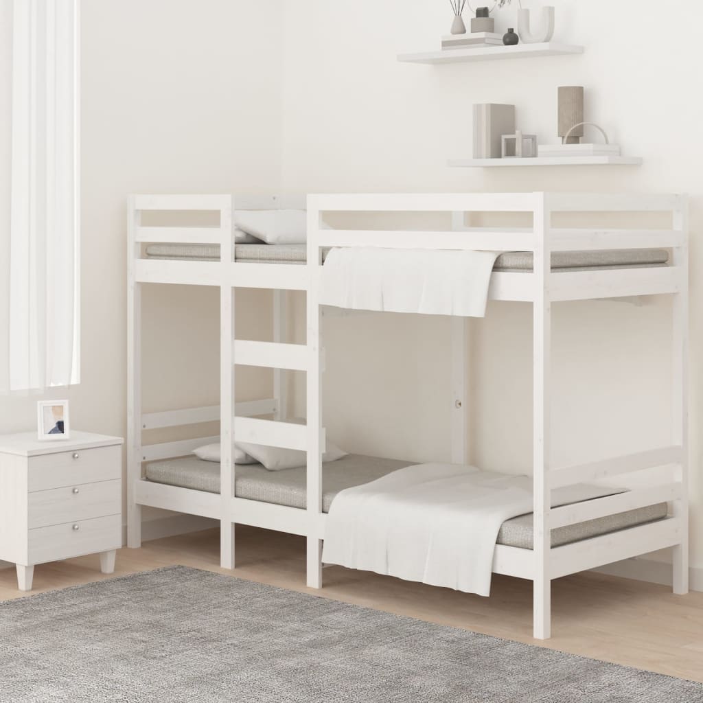 Bunk Bed White 92x187 cm Single Size Solid Wood Pine