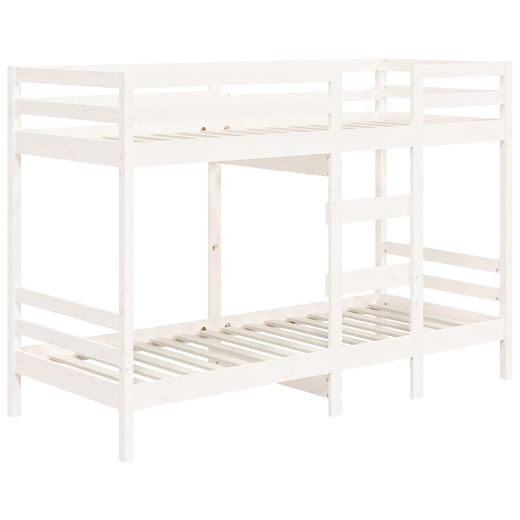 Bunk Bed White 92x187 cm Single Size Solid Wood Pine