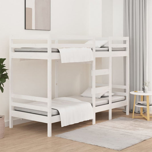 Bunk Bed White 92x187 cm Single Size Solid Wood Pine