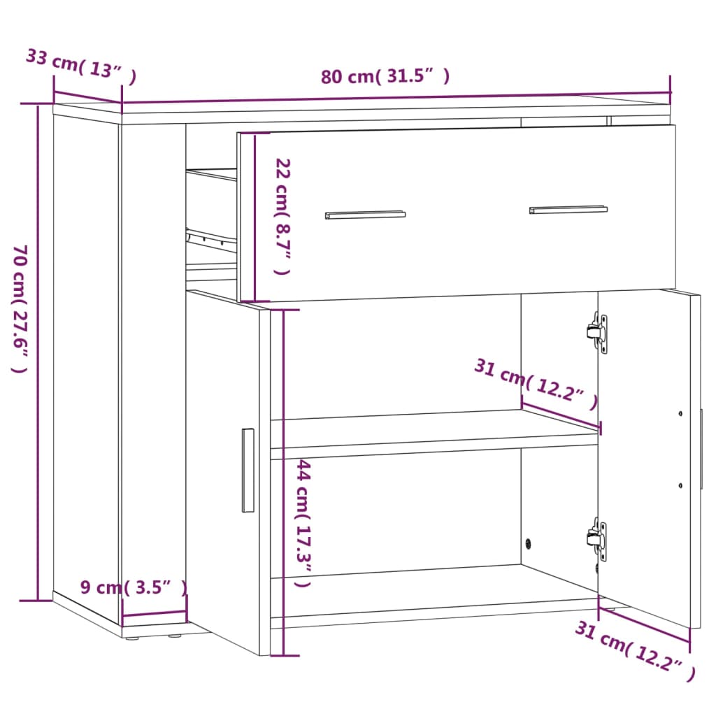 Sideboard 80X33X70 Cm Engineered Wood