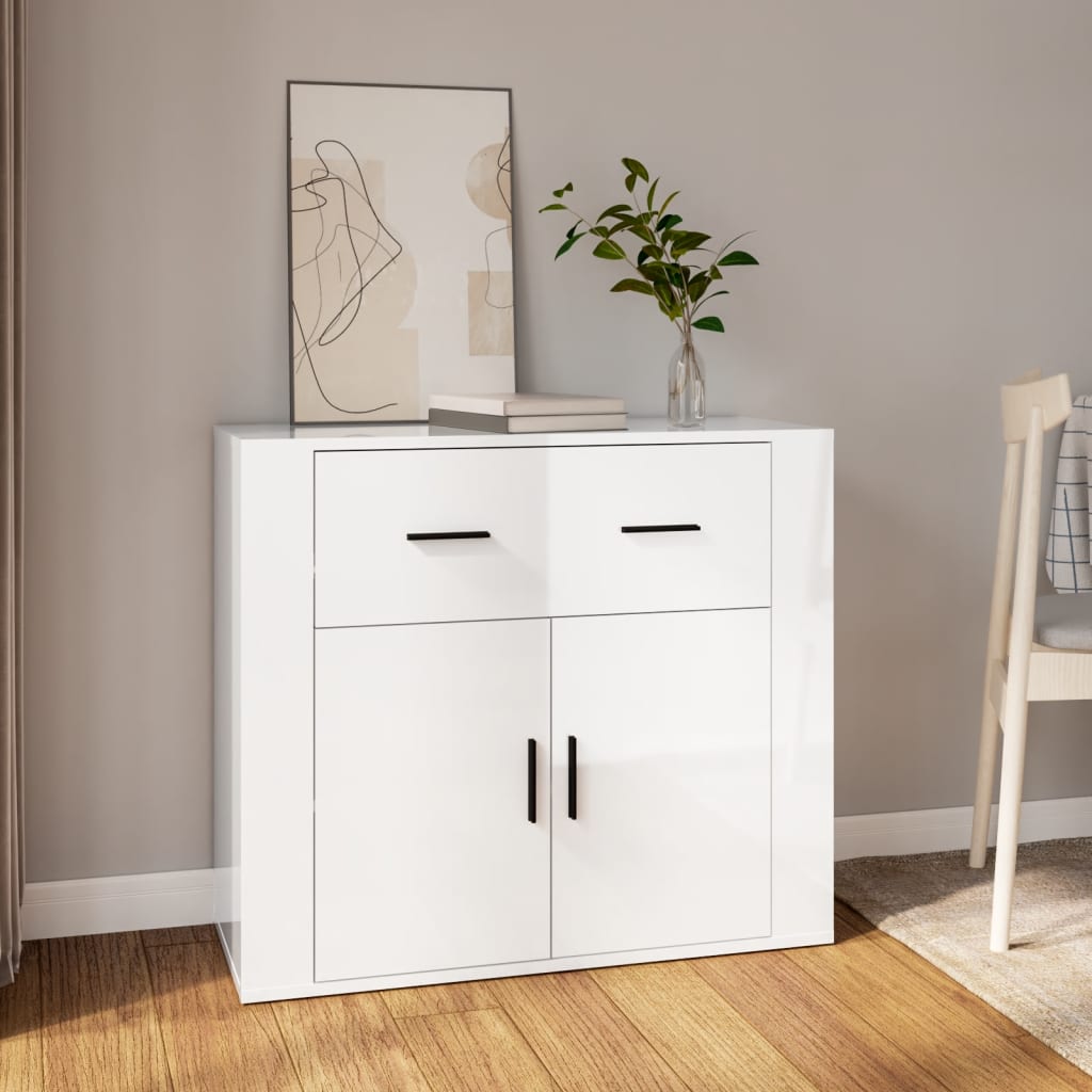 Sideboard High Gloss White 80x33x70 cm Engineered Wood