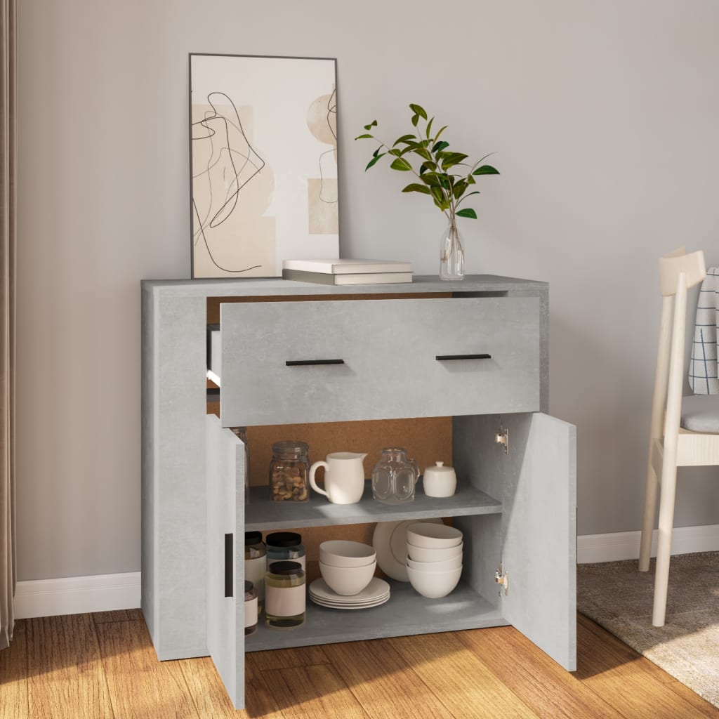 Sideboard Concrete Grey 80X33X70 Cm Engineered Wood