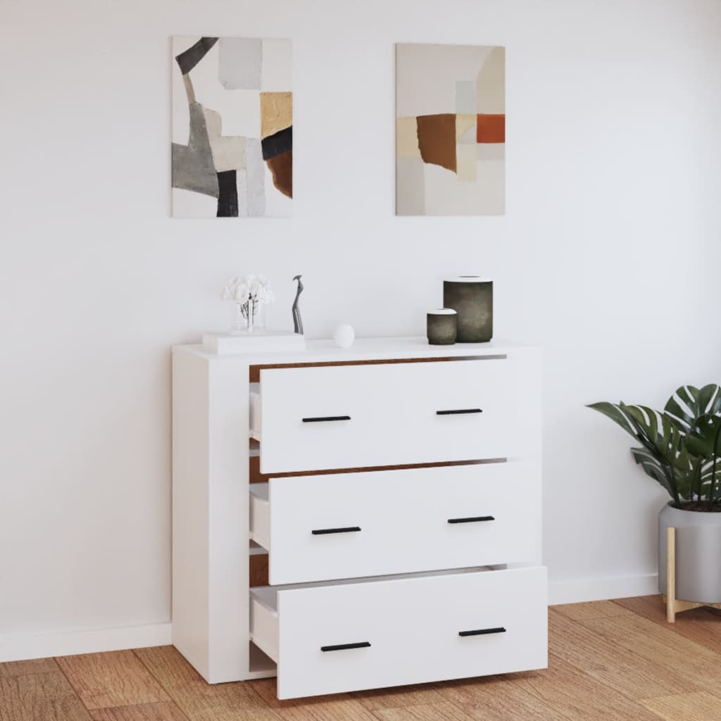 Sideboard High Gloss White 80x33x70 cm Engineered Wood