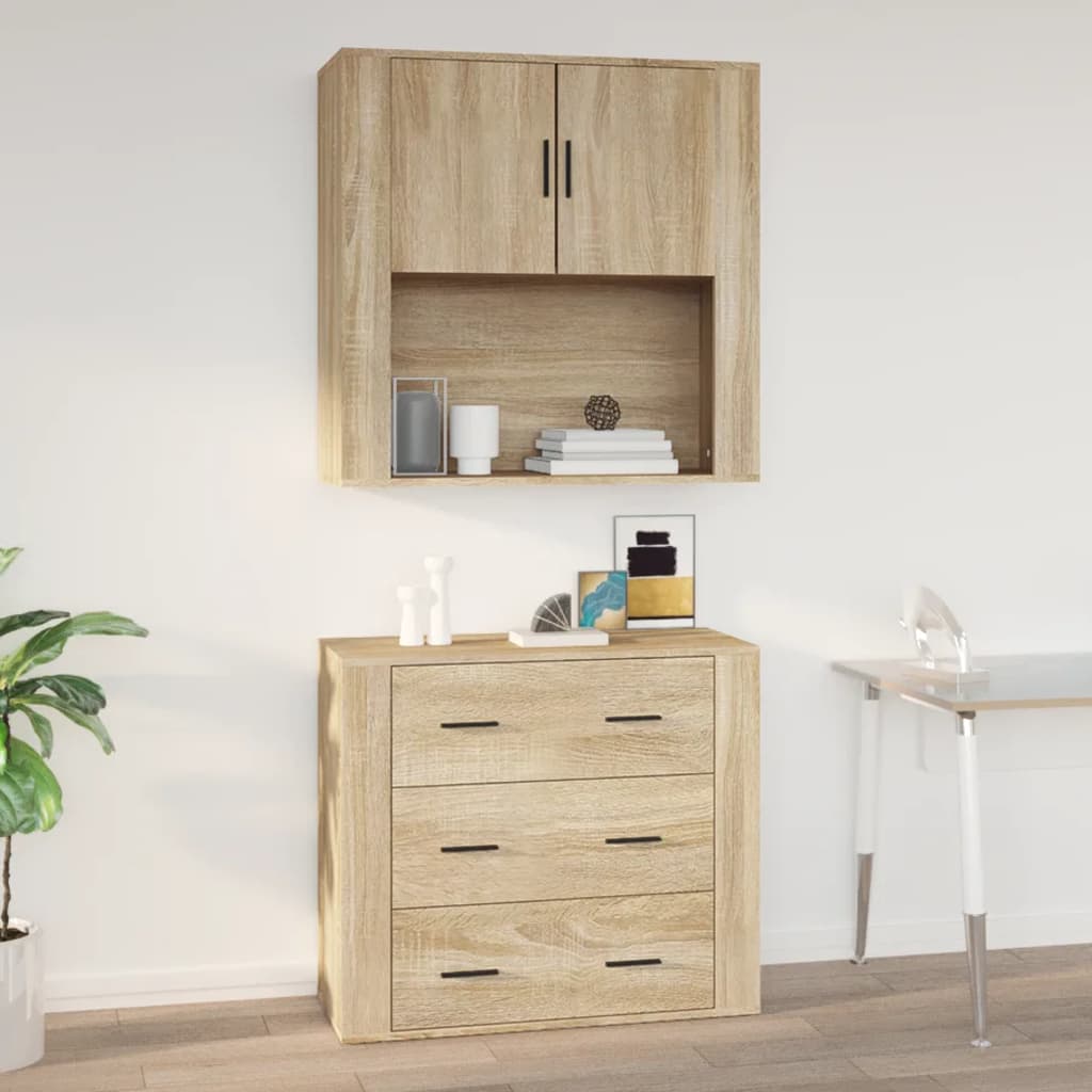 Wall Cabinet Sonoma Oak 80X33X80 Cm Engineered Wood