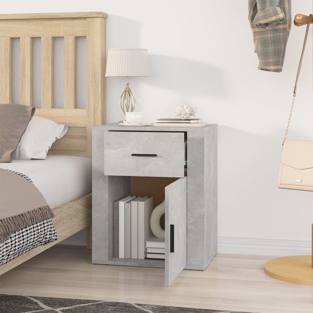 Bedside Cabinet Concrete Grey 50x36x60 cm Engineered Wood