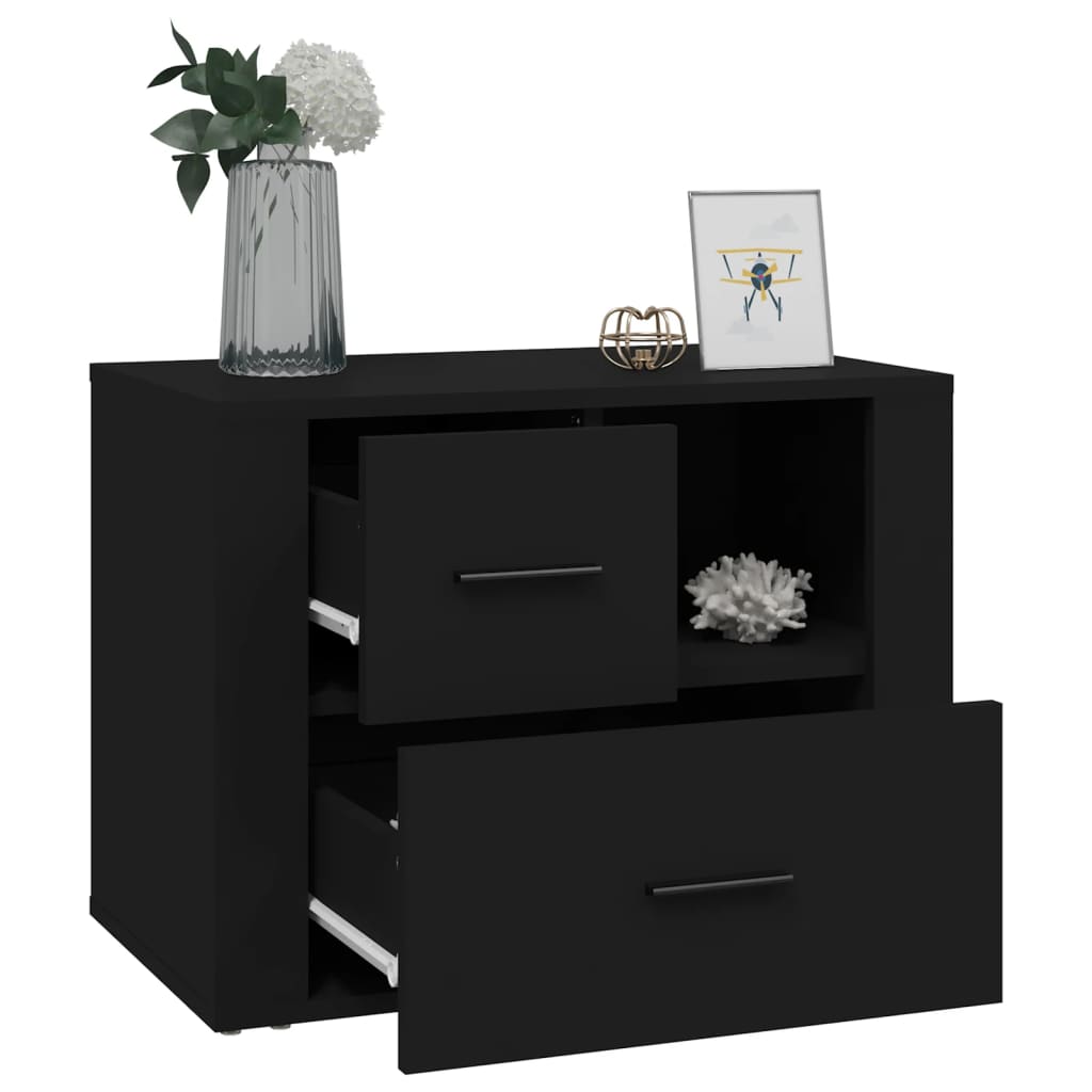 Bedside Cabinet Black 60x36x45 cm Engineered Wood