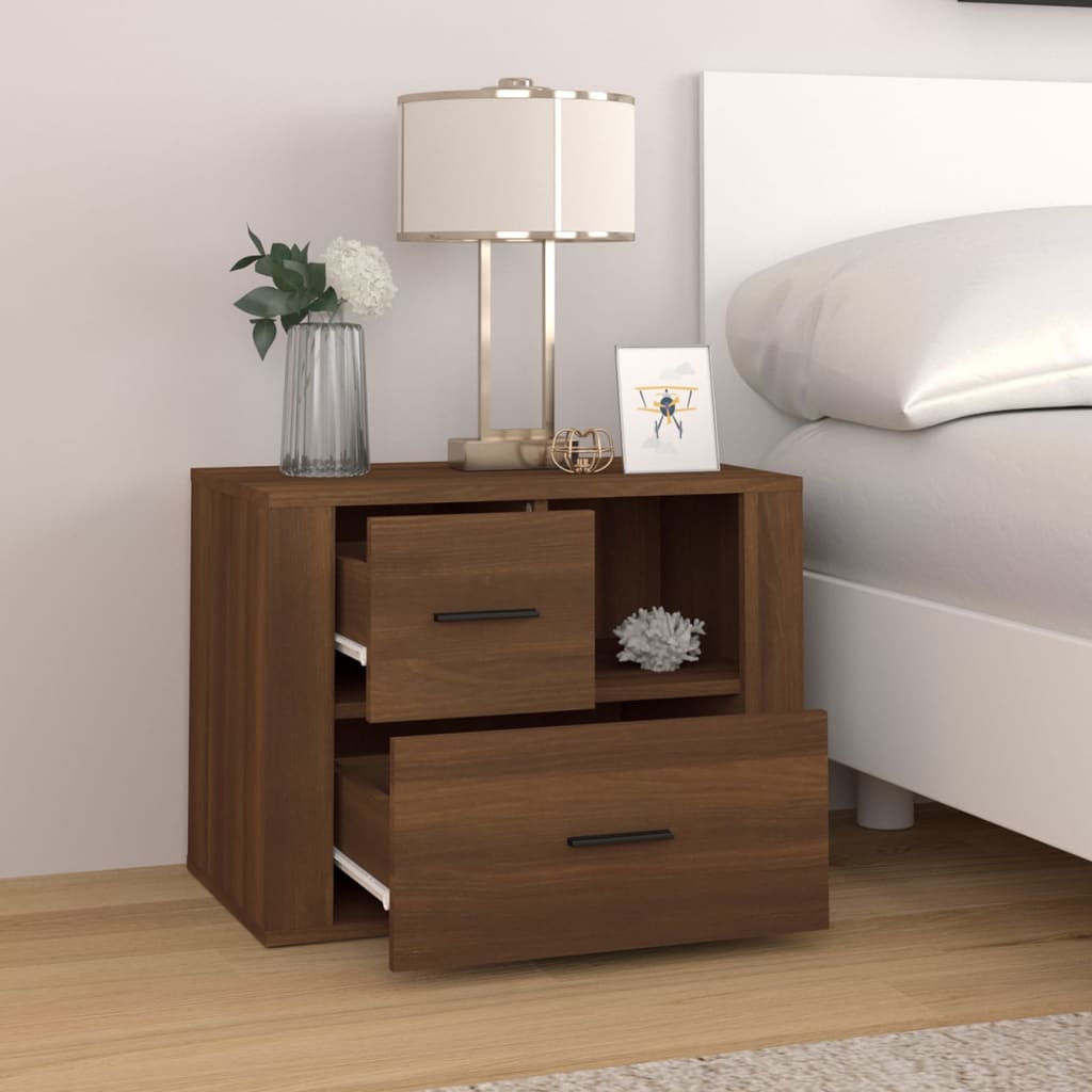 Bedside Cabinet Brown Oak 60x36x45 cm Engineered Wood