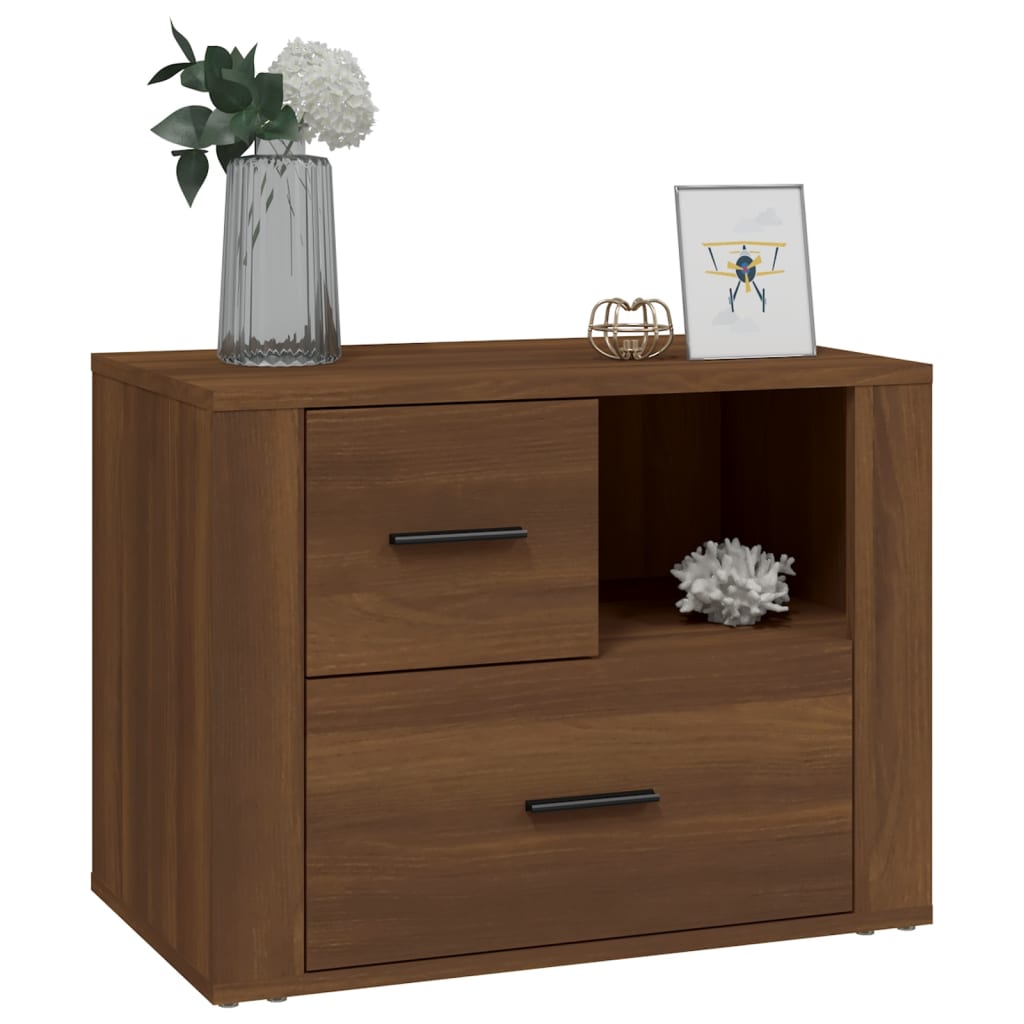 Bedside Cabinet Brown Oak 60x36x45 cm Engineered Wood