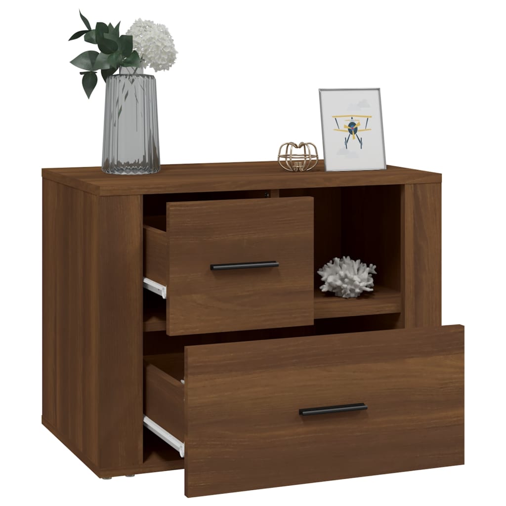 Bedside Cabinet Brown Oak 60x36x45 cm Engineered Wood