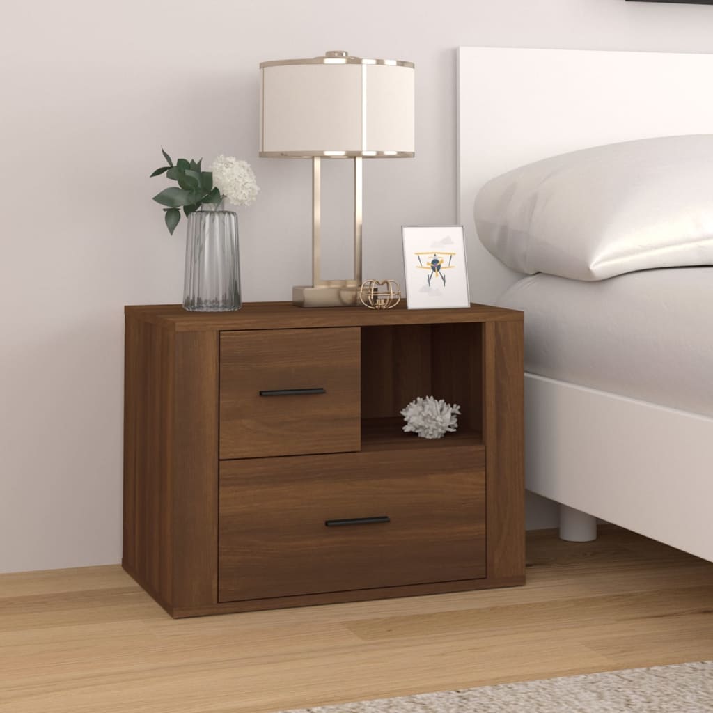 Bedside Cabinet Brown Oak 60x36x45 cm Engineered Wood