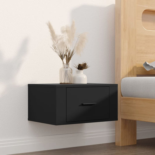 Wall-mounted Bedside Cabinet Black 50x36x25 cm