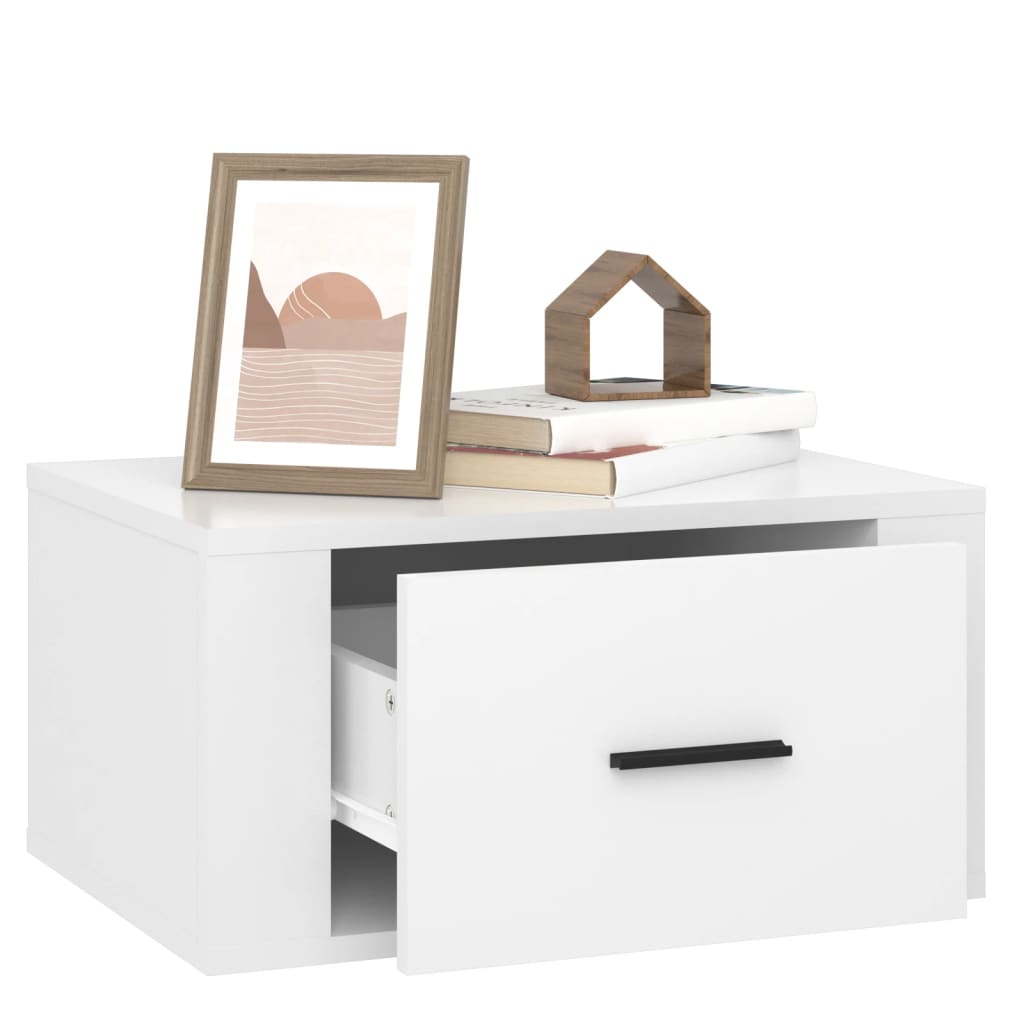 Wall-mounted Bedside Cabinet High Gloss White 50x36x25 cm