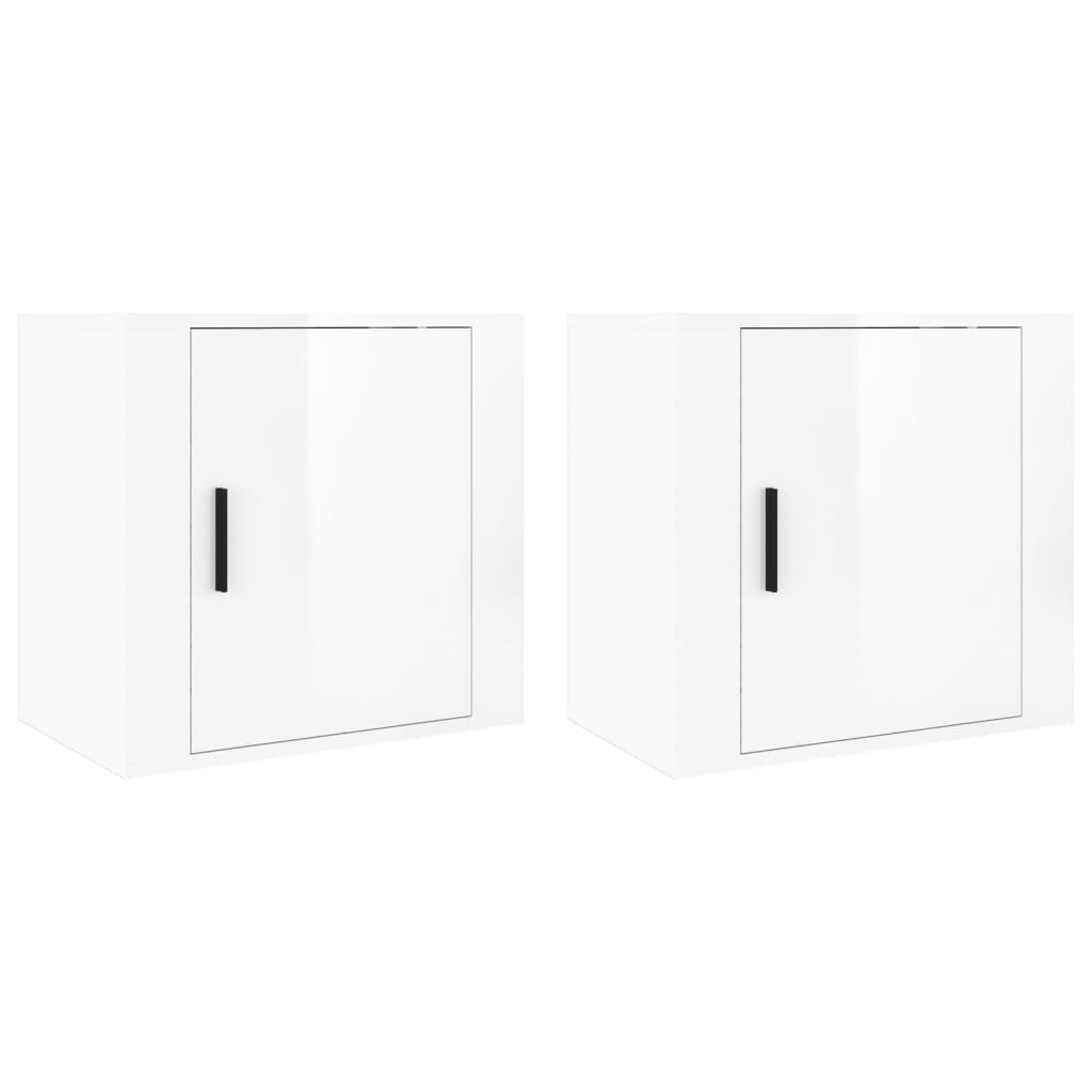 Wall-mounted Bedside Cabinets 2 pcs High Gloss White 50x30x47cm