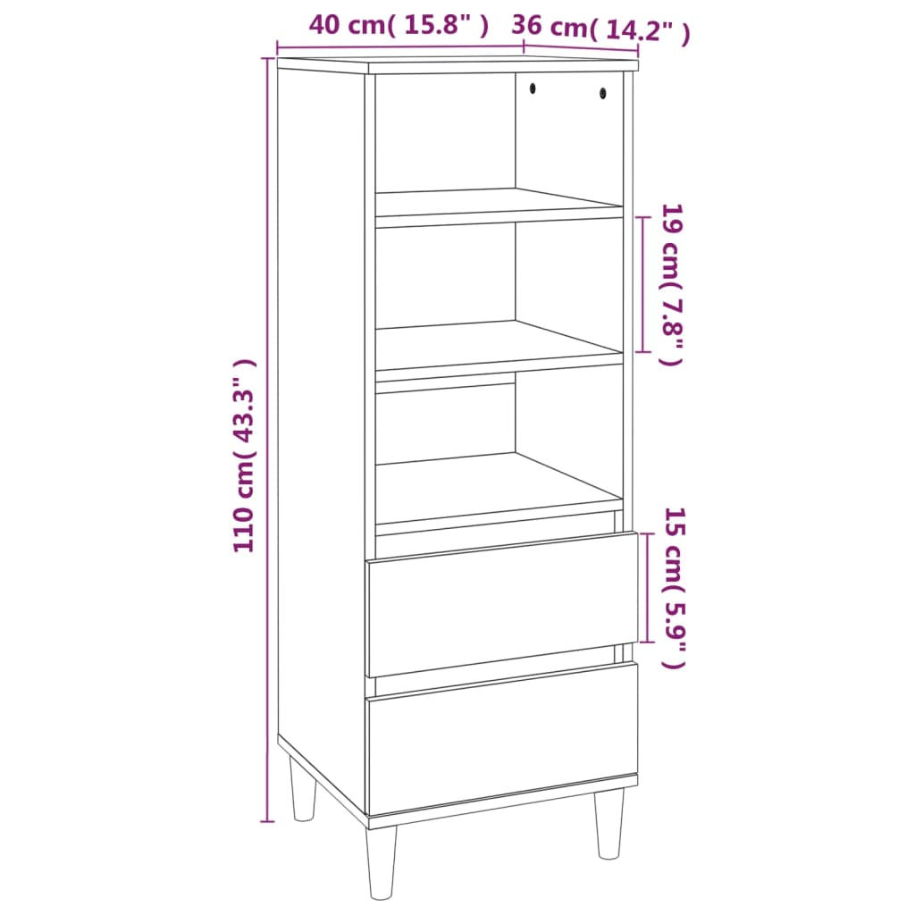 Highboard 40X36X0 Cm Engineered Wood