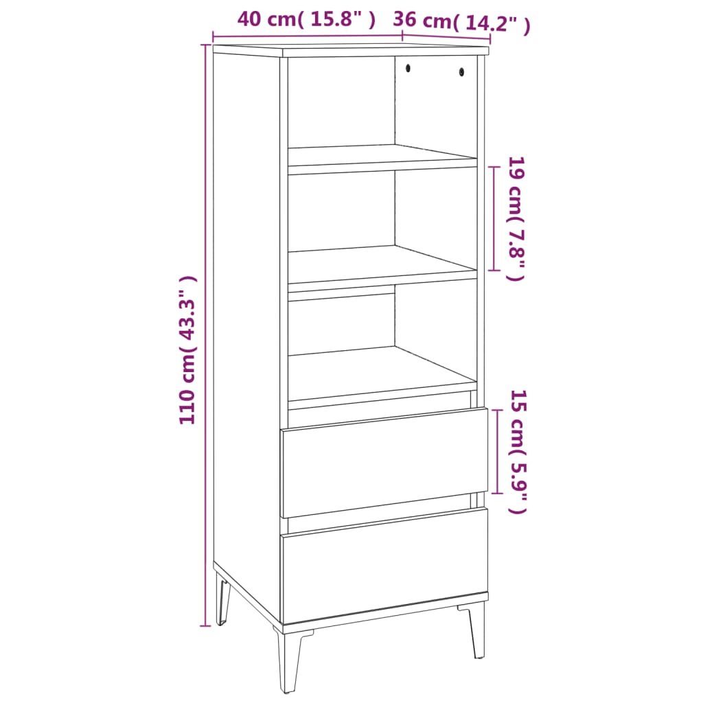 Highboard 40X36X0 Cm Engineered Wood