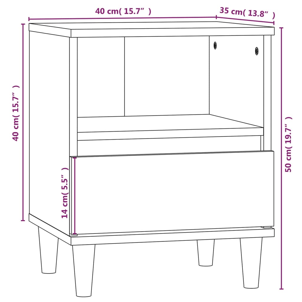 Bedside Cabinets 2 pcs White 40x35x50 cm