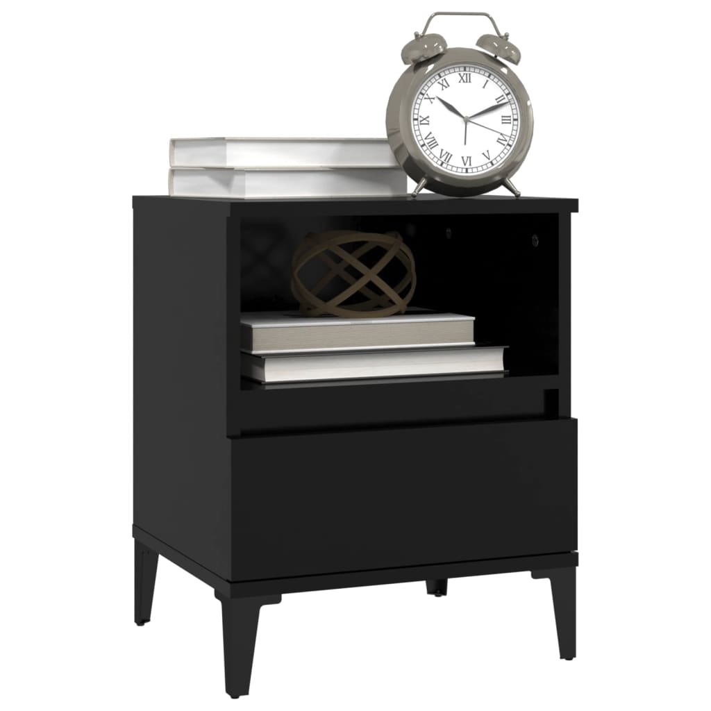 Bedside Cabinet Black 40x35x50 cm