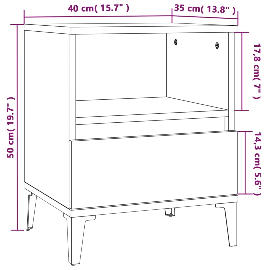 Bedside Cabinet Concrete Grey 40x35x50 cm