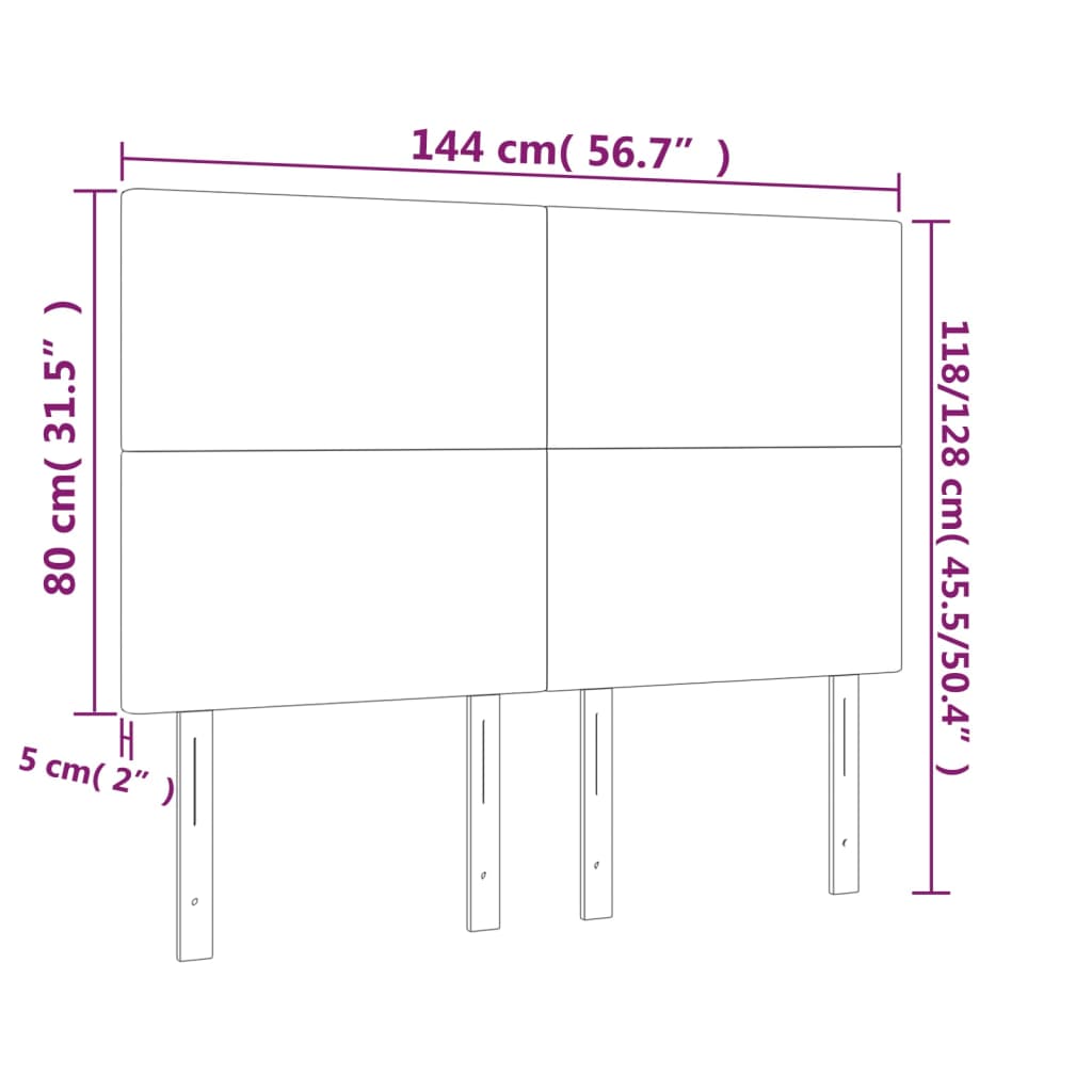 Headboards 4 pcs Dark Grey 72 cm Fabric