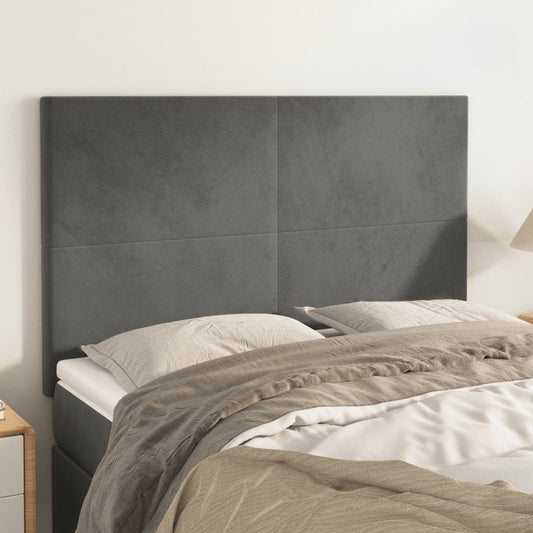 Headboards 4 pcs Dark Grey 72x5x78/88 cm Velvet