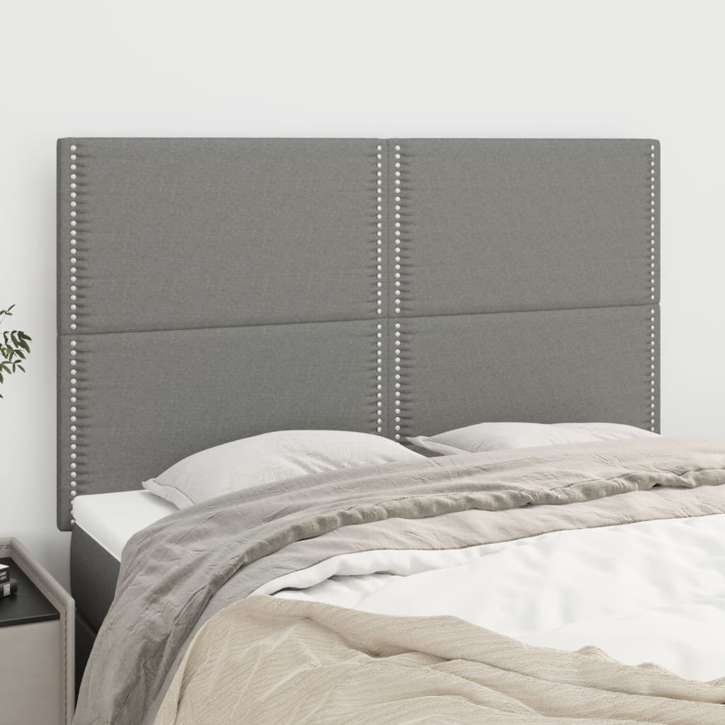 Headboards 4 pcs Dark Grey 72x5x78/88 cm Fabric