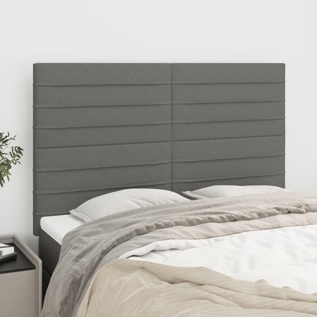 Headboards 4 pcs Dark Grey 72x5x78/88 cm Fabric