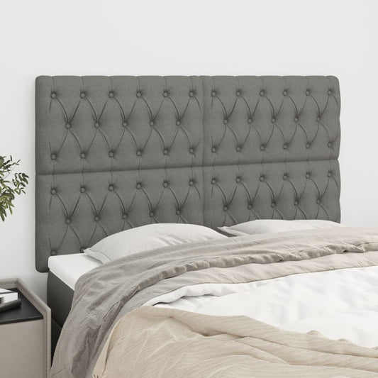 Headboards 4 pcs Dark Grey 80x7x78/88 cm Fabric