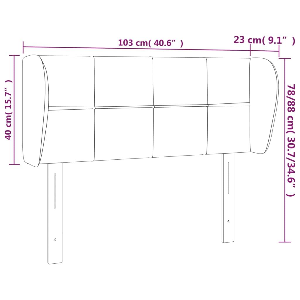 Headboard with Ears Dark Grey 103x23x78/88 cm Fabric