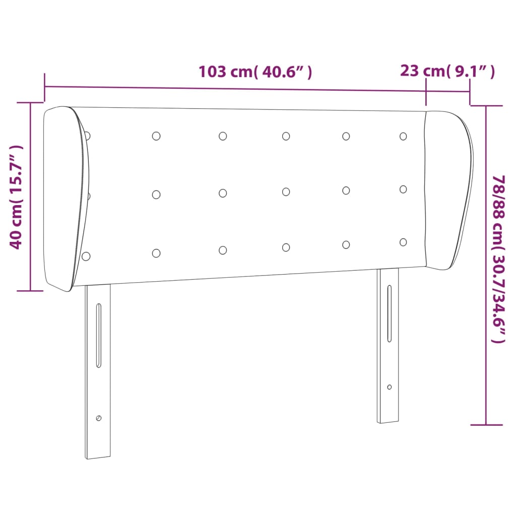 Headboard with Ears Black 103 cm Faux Leather