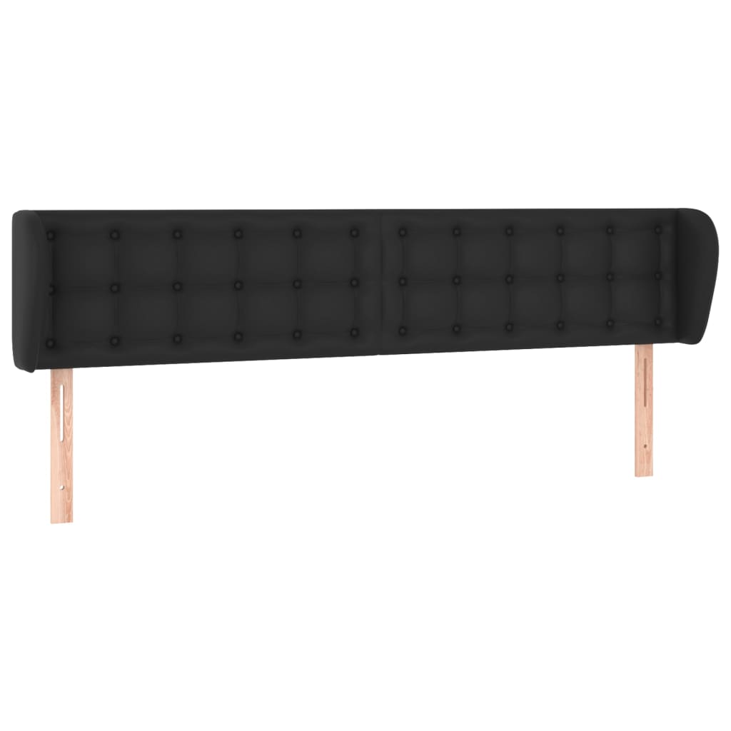 Headboard with Ears Black 163 cm Faux Leather