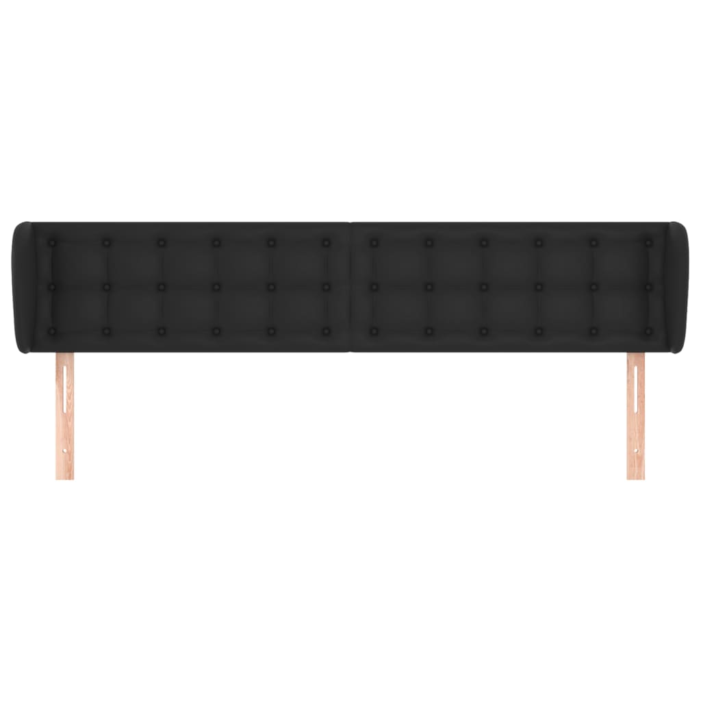 Headboard with Ears Black 163 cm Faux Leather