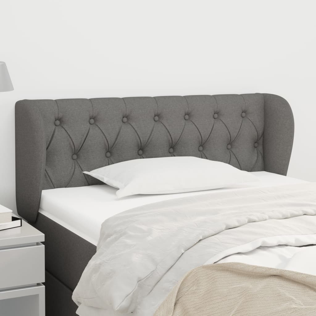 Headboard with Ears Dark Grey 103x23x78/88 cm Fabric