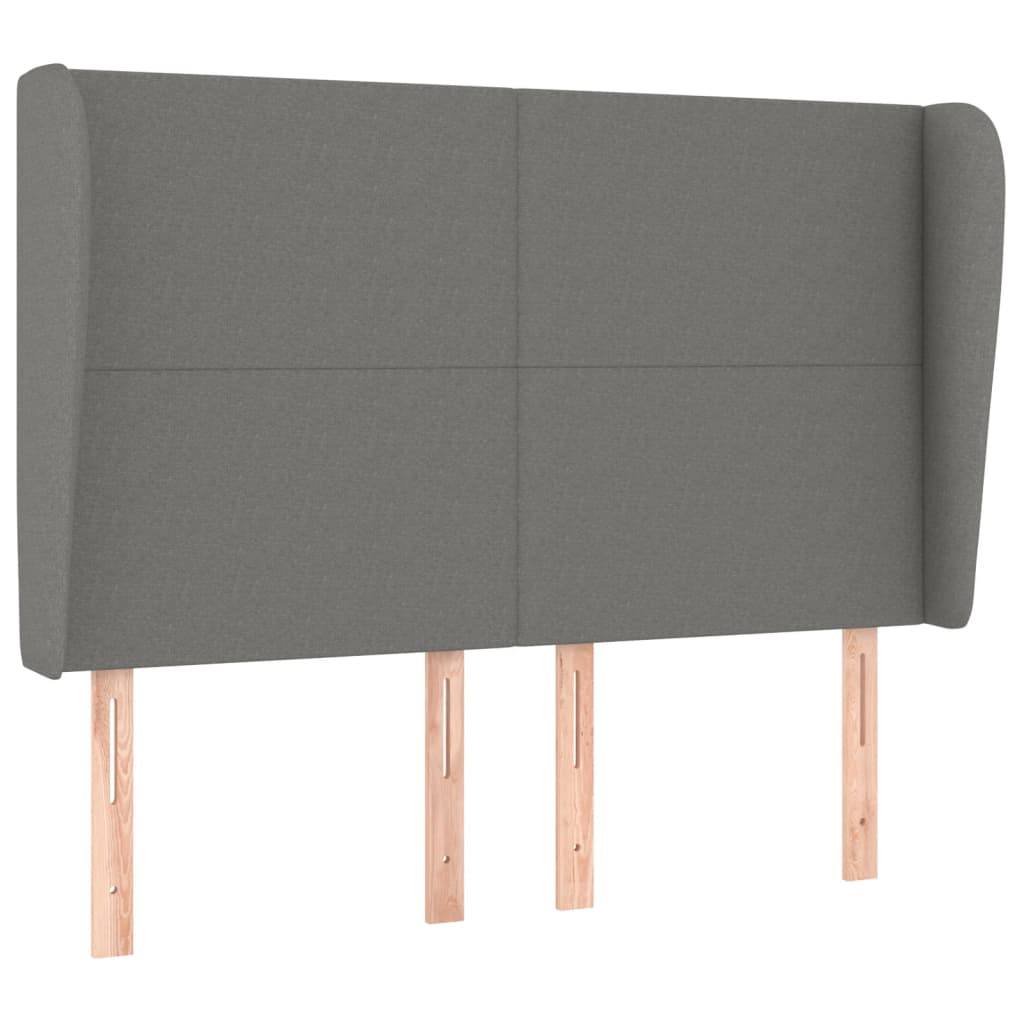 Headboard with Ears Dark Grey 147 cm Fabric